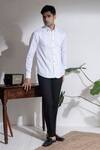 Buy Abkasa White Cotton Vendee Shirt at Aza Fashions Buy_Abkasa_White Cotton Vendee Shirt _at_Aza_Fashions