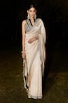 Buy_MATSYA_Beige Tissue Embroidery Zardozi V The Grand Athena Saree With Blouse  _Online_at_Aza_Fashions