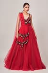 Buy_Tamaraa By Tahani_Pink Silk Taffeta Embellished Beads Sweetheart Neck Shae Floral Corset Gown _at_Aza_Fashions