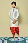 Buy_Petite Pomme_Cream Silk Plain Kurta And Red Dhoti Pant Set _at_Aza_Fashions
