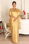 Buy_Sheela Suthar_Gold Handwoven Zari Tissue Plain Sira Saree With Running Blouse _at_Aza_Fashions