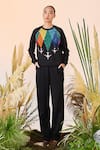 Buy_Shahin Mannan_Black Scuba Crepe Solid Box Pleated Pant  _at_Aza_Fashions