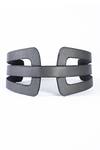 Buy_Trov_Grey Hex Leather Belt _at_Aza_Fashions