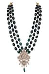 Buy_Riana Jewellery_Green Jadtar Floral Carved Pendant Mala _at_Aza_Fashions