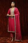 Buy Shikhar Sharma Pink Silk Chanderi Embroidered Pearl Round Neck Kurta Pant Set at Aza Fashions Buy_Shikhar Sharma_Pink Silk Chanderi Embroidered Pearl Round Neck Kurta Pant Set _at_Aza_Fashions