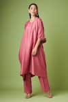 Buy_Aakaar_Pink Cotton, Silk Sequins V-neck Kaftan And Pant Set _at_Aza_Fashions