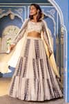 Buy_Suruchi Parakh_White Georgette Crepe Woven And Embroidered Floral Multi Panelled Lehenga Set _at_Aza_Fashions