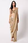 Buy_431-88 by Shweta Kapur_Gold Silk And Pleated Metallic Pre-draped Saree With Shivi Blouse  _at_Aza_Fashions