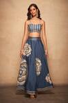 Buy_Gulabo By Abu Sandeep_Blue 100% Pure Chanderi Silk Embellished Gota Patti Stripe Pattern Bralette_at_Aza_Fashions
