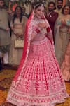 Shop_Riantas_Pink Raw Silk Embroidery Floral Square Primrose Bridal Lehenga Set _at_Aza_Fashions