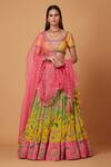 Buy_Siddhartha Bansal_Yellow Dupion Ombre Effect Sequin Floweret Bridal Lehenga Set  _at_Aza_Fashions