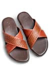 Buy_Dmodot_Brown Leather Pelle Tesso Slip On Flats_at_Aza_Fashions