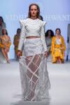 Buy_Vidhi Wadhwani_Off White Twill Cotton Embroidery Round Yaya Structured Top And Skirt Set _Online_at_Aza_Fashions