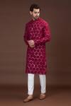 Buy_Kasbah_Fuchsia Georgette Embroidered Sequin And Thread Work Kurta_at_Aza_Fashions