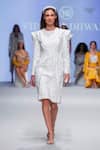 Shop_Vidhi Wadhwani_White Twill Cotton Embroidery Geometric Round Structured Dress _at_Aza_Fashions