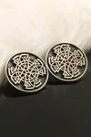 Buy_Palace Of Silver_Silver Plated Geometric Pattern Round Ear Studs_at_Aza_Fashions