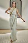 Buy_Surily G_Ivory Embellished Rope Pre-stitched Badla Embroidered Saree  _at_Aza_Fashions