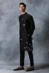 Buy_Sarab Khanijou_Black Chanderi Silk Embroidery Sequin Placement Kurta Set _at_Aza_Fashions