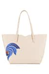 Buy_Aranyani_White Thread And Bead Embroidered The Kesuda Flower Tote Bag_at_Aza_Fashions