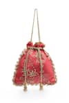 Buy_Rabani & Rakha_Gold Embroidery, Gota Patti Floral Sequin Potli Bag _at_Aza_Fashions