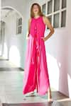 Buy_Style Junkiie_Pink Double Georgette Ornamentation Jumpsuit  _at_Aza_Fashions