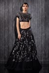 Buy_Shilpi Gupta_Black Net, Silk Organza Sequins, Cut Work Hand Embroidered Blouse And Lehenga Set _at_Aza_Fashions