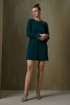 Buy_Namrata Joshipura_Green Jersey Chain Streak Feather Embellished Dress_at_Aza_Fashions