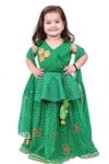 Buy_Vivedkids_Green Cotton Printed Bandhani Lehenga Set _at_Aza_Fashions