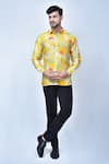 Buy_Arihant Rai Sinha_Yellow Cotton Printed Floral And Leaf Shirt _at_Aza_Fashions