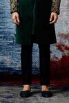 Shantnu Nikhil_Green Velvet Sherwani With Kurta_Online_at_Aza_Fashions