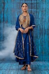 Shop_Label Niti Bothra_Blue Silk Marodi, Tikki, Zardozi Round Embroidered Kurta And Palazzo Set _at_Aza_Fashions