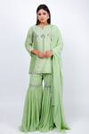 Buy_Geetika Jain_Green Kurta Pure Chanderi Embroidered Cut Dana Embellished Yoke Set  _at_Aza_Fashions