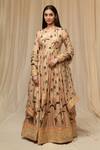 Buy_Masaba_Beige Chanderi Printed Spring Blossom And Cotton Candy Anarkali Set _at_Aza_Fashions