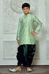 Buy_Petite Pomme_Green Polyester, Silk Paisley Pattern Kurta And Dhoti Pant Set _at_Aza_Fashions