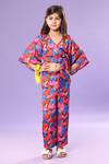 Buy_Littlecheer_Multi Color Viscose Butterfly Print Crop Top And Pant Set _at_Aza_Fashions
