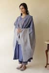 Shop_Rhua_Blue Muslin, , Satin, Silk Embroidery, Adiba Mukaish Work Kurta Set _Online_at_Aza_Fashions