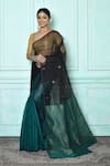 Buy_Samyukta Singhania_Green Blended Matka Silk Woven Circular Two Toned Saree _at_Aza_Fashions