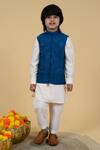 Buy_Little Boys Closet_Pink Crepe, Cotton, Silk Embroidery Bundi Kurta Set _at_Aza_Fashions