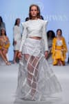 Buy_Vidhi Wadhwani_Off White Organza, Twill Embroidery Yaya Structured Skirt _Online_at_Aza_Fashions