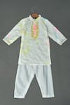 Buy_Maaikid_Kurta  Organza Printed Tie-dye Embroidered And Pyjama Set  _at_Aza_Fashions