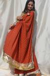 Buy_Studio Malang_Orange Chanderi Embroidery Gota Work Woven Motifs Saree_at_Aza_Fashions