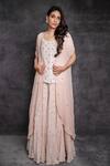Buy_Sunita Bhandari_Pink Viscose, Georgette Embroidery, Gota Patti, Mirrors And Kurta Set With Cape _at_Aza_Fashions