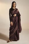 Buy_Shorshe Clothing_Purple Chanderi Woven Floral Saree _at_Aza_Fashions