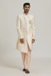 Buy_Samyukta Singhania_Cream Sherwani Art Silk Embroidered Sequin Placed With Pant _at_Aza_Fashions