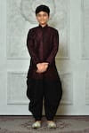 Buy_Petite Pomme_Wine Silk, Cotton Embroidery Paisley Thread Work Kurta Set _at_Aza_Fashions
