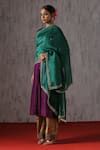 Buy_Weaver Story_Green Organza Hand Embroidery Floral Zardozi Border Dupatta _at_Aza_Fashions