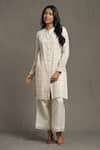 Buy_Ritu Kumar_Beige Cotton Woven Dobby/cotton Flex Self Work Design Shirt Kurta And Palazzo Set _at_Aza_Fashions