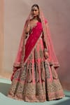 Buy_Angad Singh_Pink Silk Sequins, Zari Velvet Applique Embroidered Raw Bridal Lehenga Set _at_Aza_Fashions