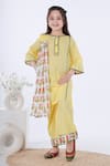 Buy_Kalp_Yellow Cotton, Lurex Embroidery, Gota Patti Zard Kurta Set With Printed Dupatta _at_Aza_Fashions
