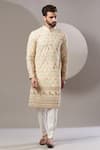 Buy_Kasbah_Beige Georgette Embroidery Full Sleeve Kurta Set _at_Aza_Fashions